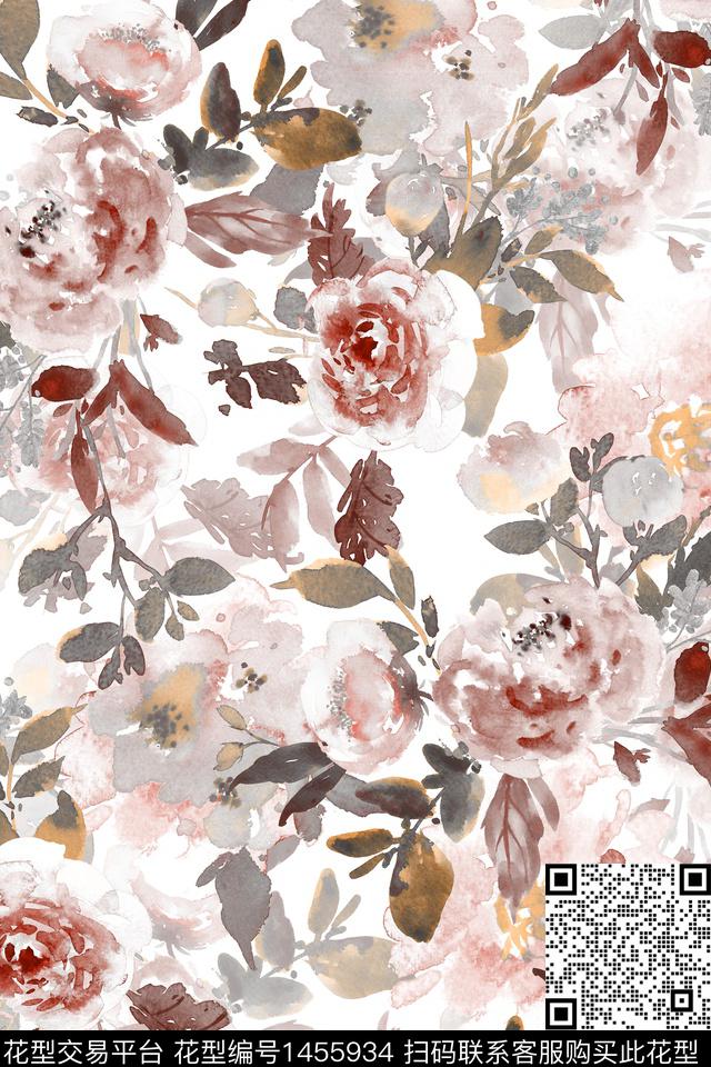 花卉小清新真丝数码印花华亿平台下载（图片编号: 1455934） - 瓦栏（Walan）