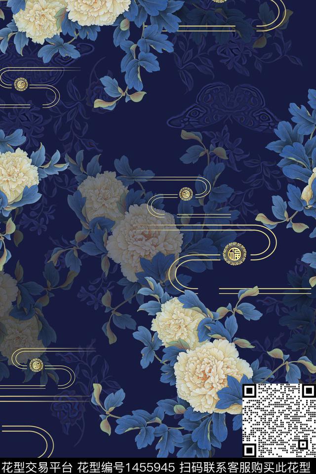 花卉大牌风香云纱数码印花华亿平台下载（图片编号: 1455945） - 瓦栏（Walan）