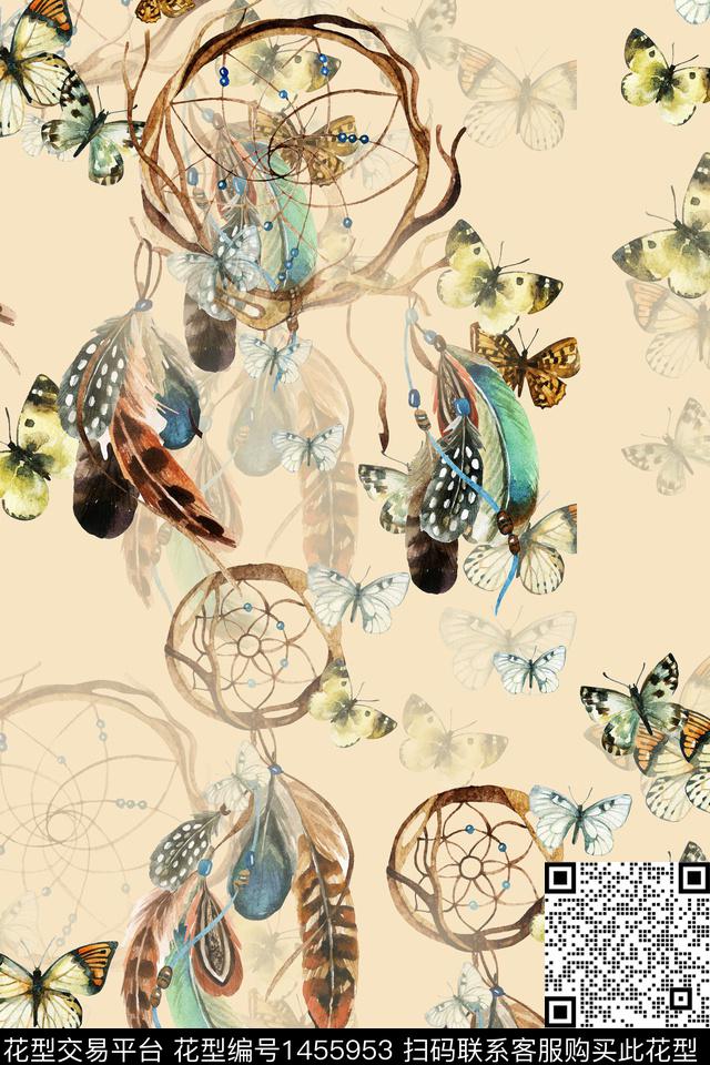 羽毛大牌风小清新数码印花华亿平台下载（图片编号: 1455953） - 瓦栏（Walan）