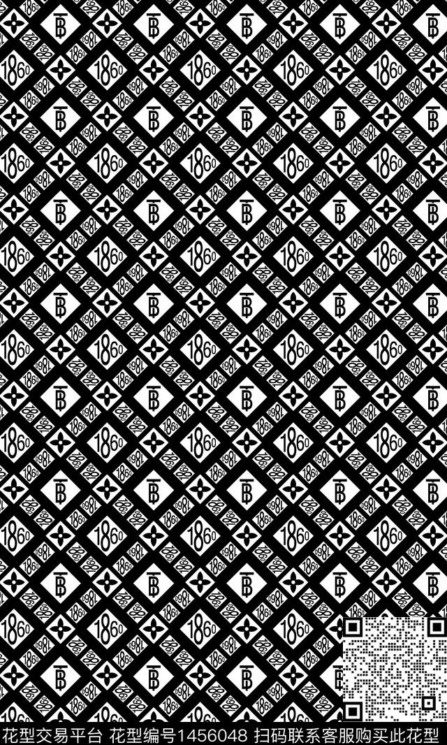 字母满版散花大牌风传统印花华亿平台下载（图片编号: 1456048） - 瓦栏（Walan）