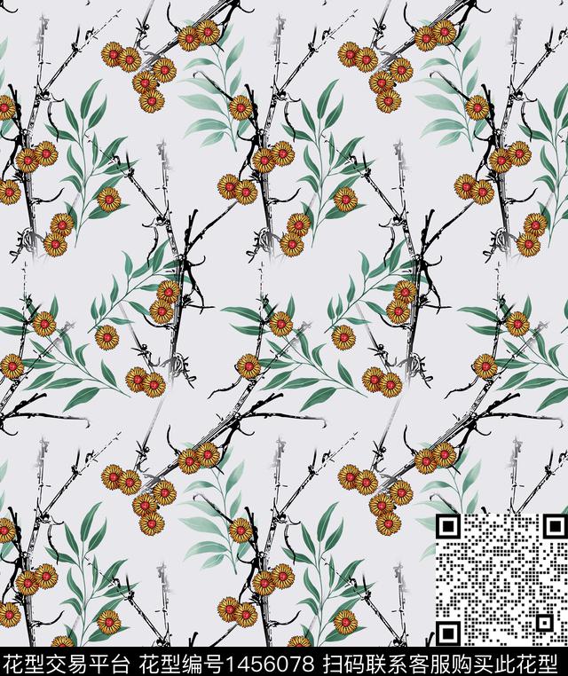 连衣裙女装花卉传统印花华亿平台下载（图片编号: 1456078） - 瓦栏（Walan）