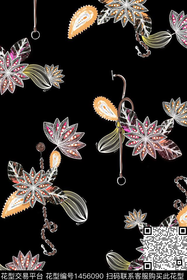 几何包金佩斯利传统印花华亿平台下载（图片编号: 1456090） - 瓦栏（Walan）