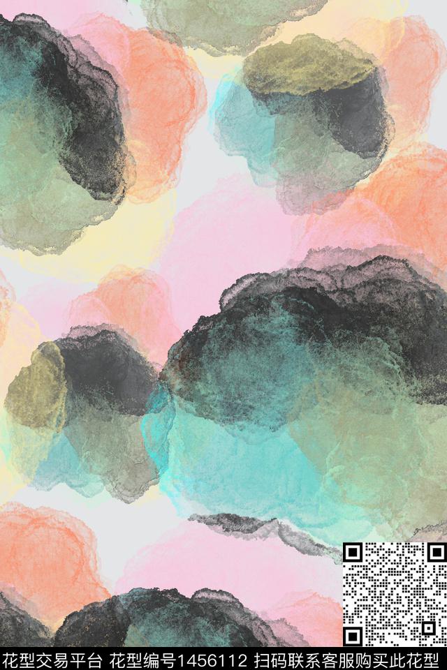 定位花扎染华亿平台花卉数码印花华亿平台下载（图片编号: 1456112） - 瓦栏（Walan）