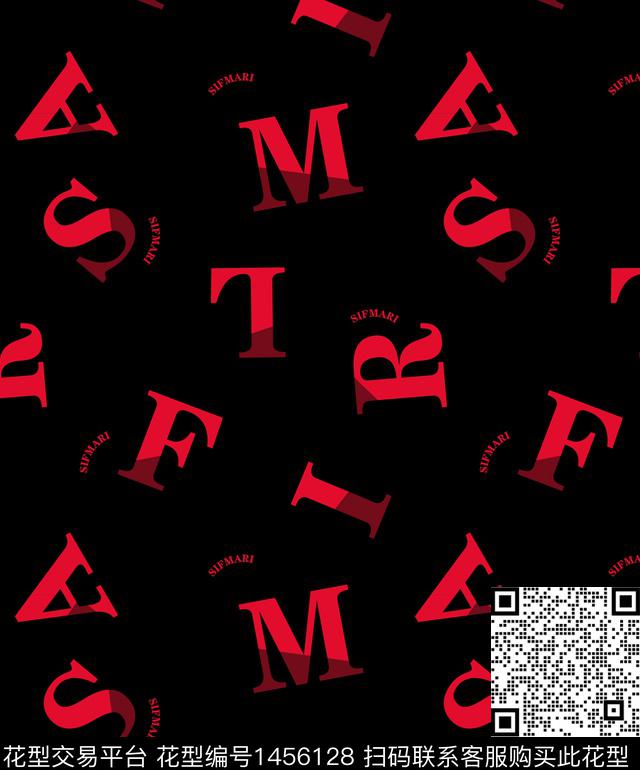 字母满版散花大牌风传统印花华亿平台下载（图片编号: 1456128） - 瓦栏（Walan）