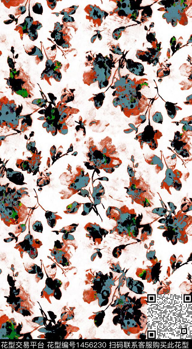 渐变花卉抽象数码印花华亿平台下载（图片编号: 1456230） - 瓦栏（Walan）