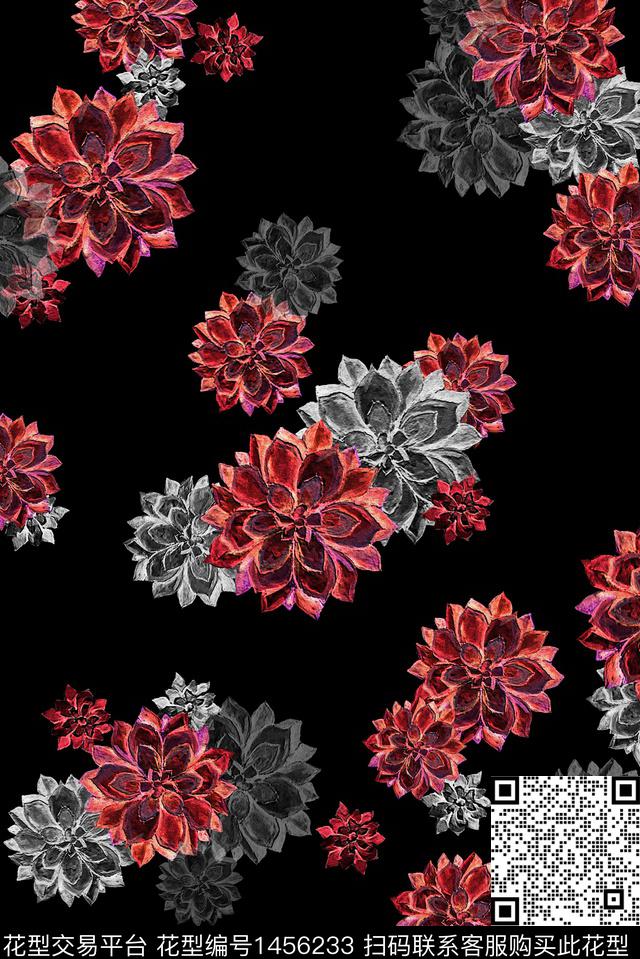 绿植树叶花卉大牌风数码印花华亿平台下载（图片编号: 1456233） - 瓦栏（Walan）