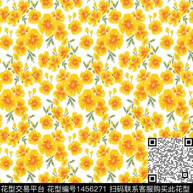 迷彩小雏菊小碎花数码印花华亿平台下载（图片编号: 1456271） - 瓦栏（Walan）