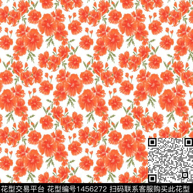 迷彩小雏菊小碎花数码印花华亿平台下载（图片编号: 1456272） - 瓦栏（Walan）