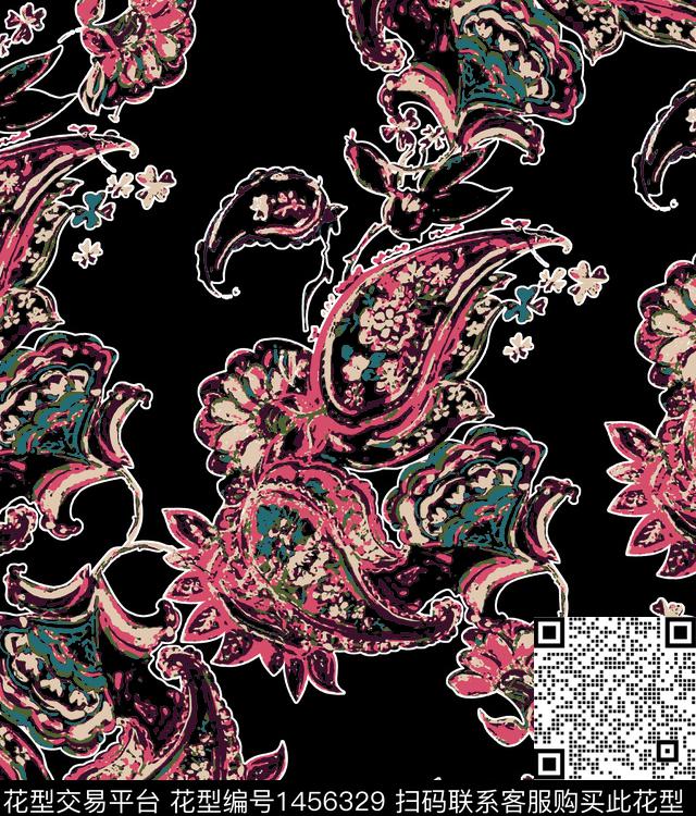 定位花女装佩斯利数码印花华亿平台下载（图片编号: 1456329） - 瓦栏（Walan）