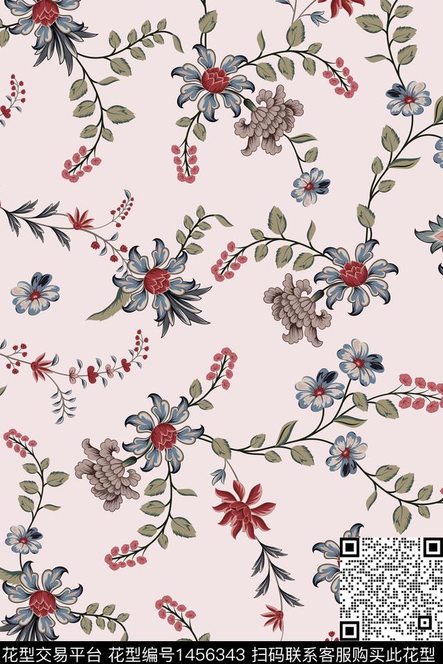 真丝民族风花卉数码印花华亿平台下载（图片编号: 1456343） - 瓦栏（Walan）