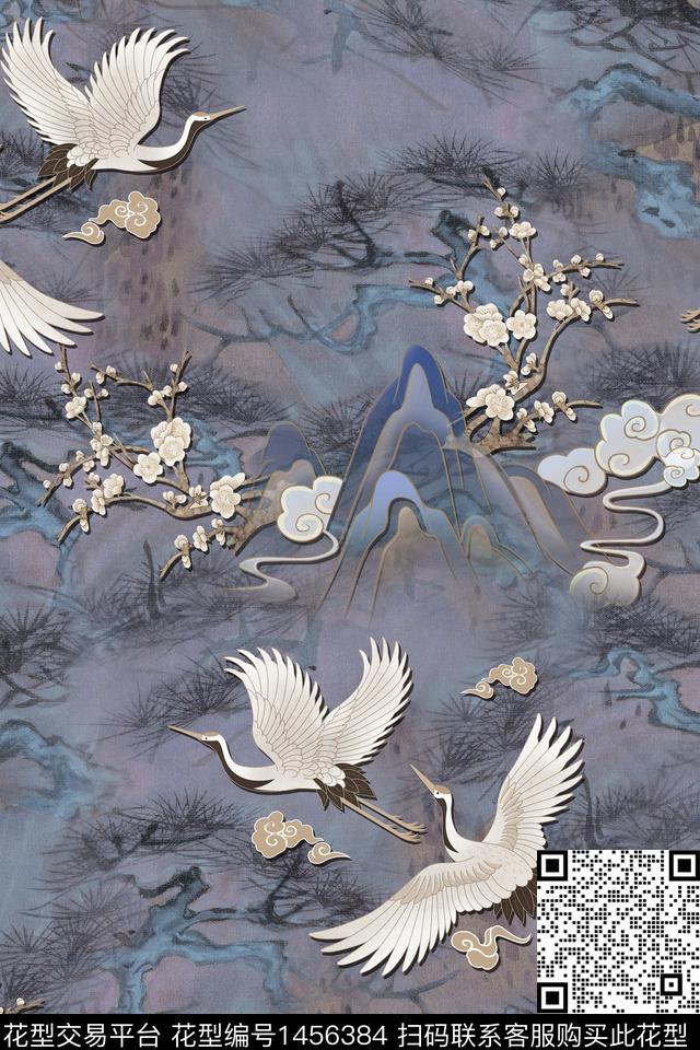 中国风真丝香云纱数码印花华亿平台下载（图片编号: 1456384） - 瓦栏（Walan）