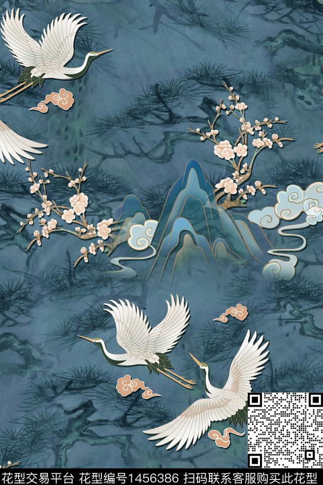 中国风真丝香云纱数码印花华亿平台下载（图片编号: 1456386） - 瓦栏（Walan）