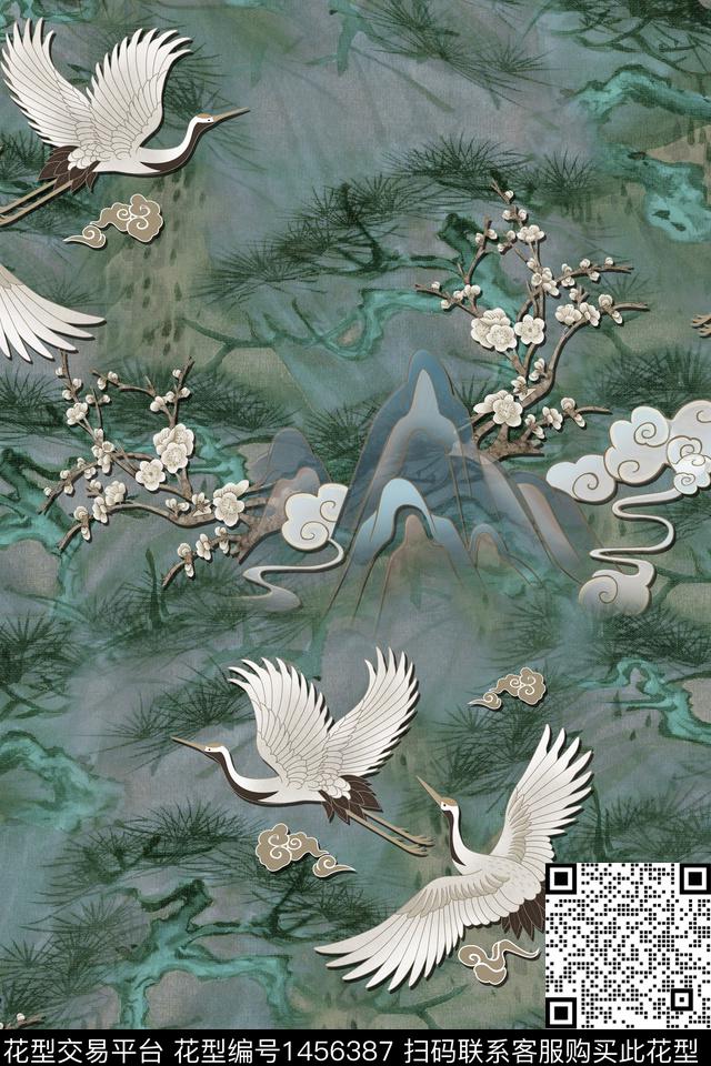中国风真丝香云纱数码印花华亿平台下载（图片编号: 1456387） - 瓦栏（Walan）
