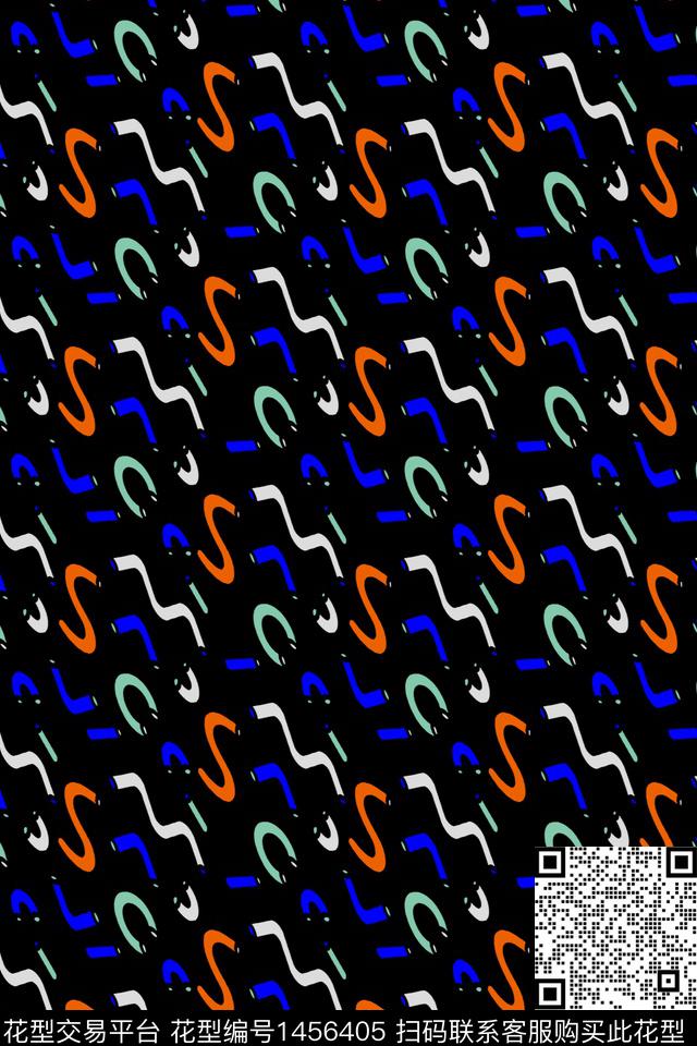 字母条纹数码印花华亿平台下载（图片编号: 1456405） - 瓦栏（Walan）