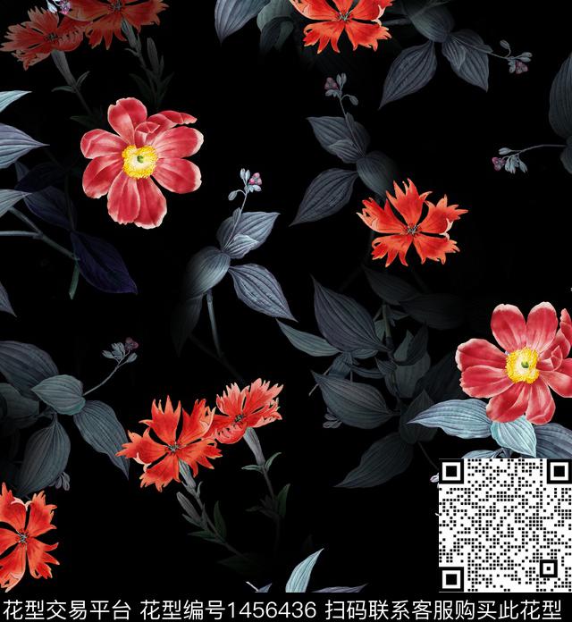 连衣裙女装花卉传统印花华亿平台下载（图片编号: 1456436） - 瓦栏（Walan）