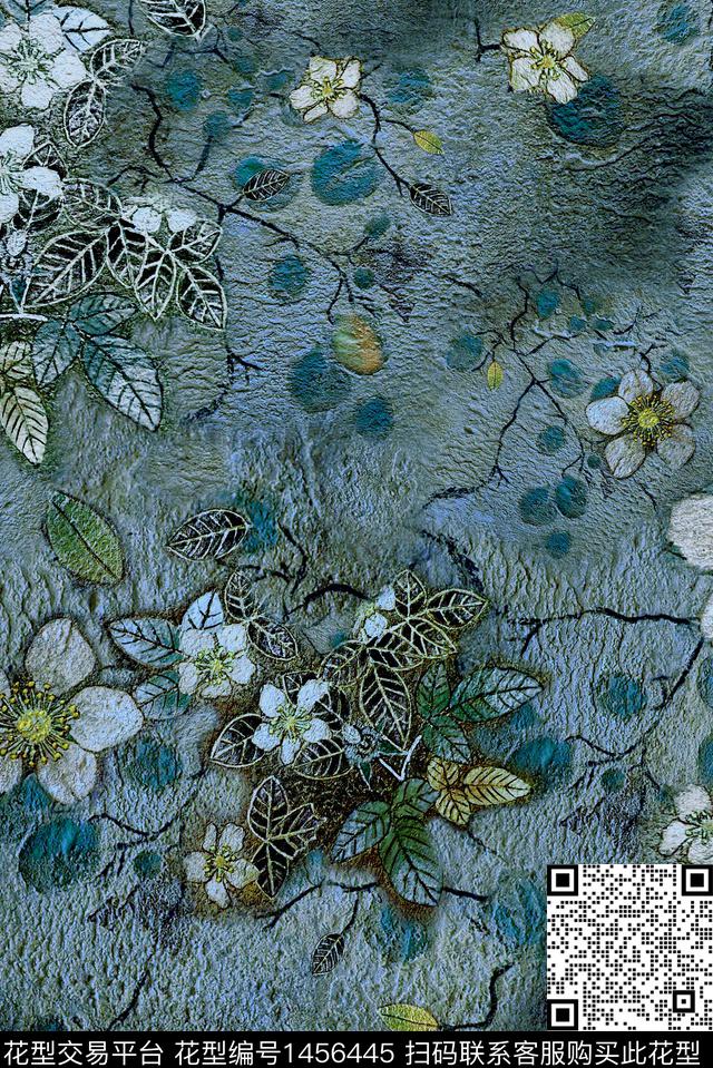 花卉香云纱真丝数码印花华亿平台下载（图片编号: 1456445） - 瓦栏（Walan）