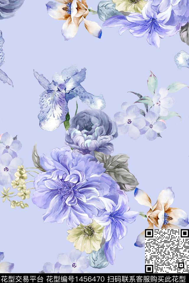 清爽底花卉花卉大牌风数码印花华亿平台下载（图片编号: 1456470） - 瓦栏（Walan）