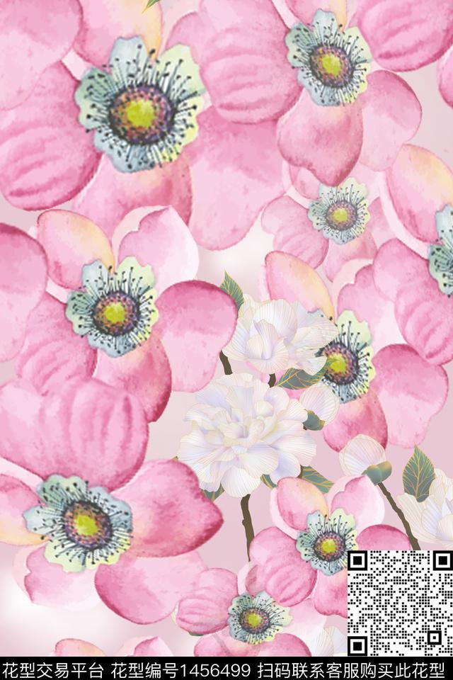 花卉少女休闲数码印花华亿平台下载（图片编号: 1456499） - 瓦栏（Walan）