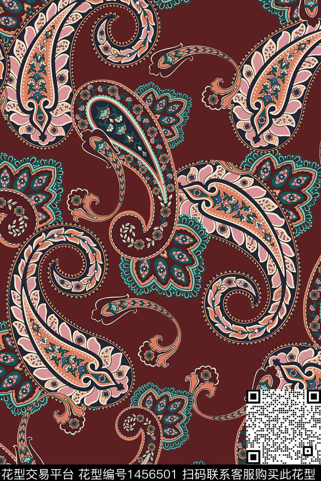 传统纹样民族风大牌风数码印花华亿平台下载（图片编号: 1456501） - 瓦栏（Walan）