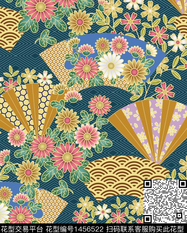 复古花卉春夏华亿平台数码印花华亿平台下载（图片编号: 1456522） - 瓦栏（Walan）