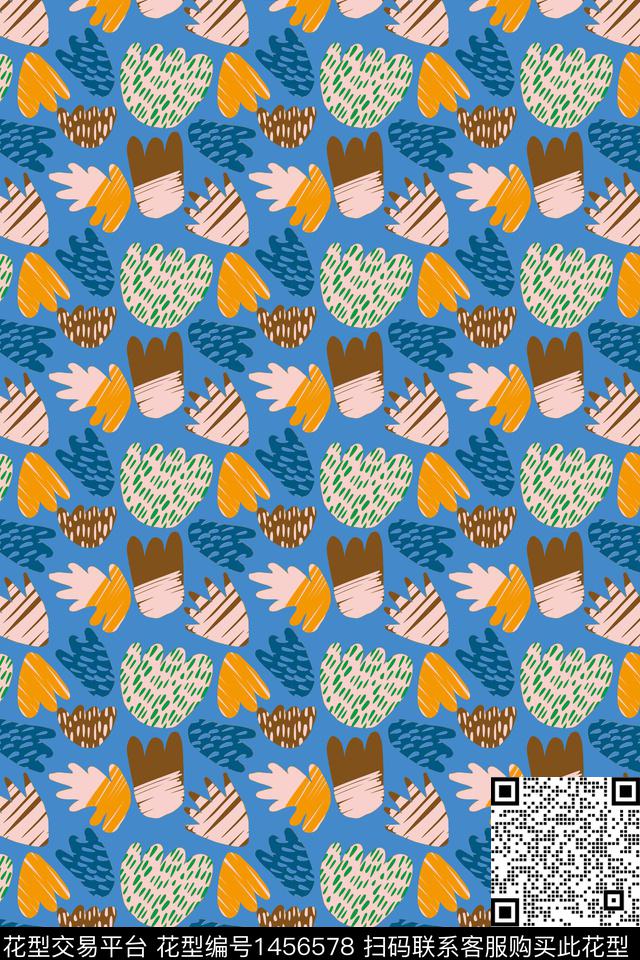 波点几何蓝色数码印花华亿平台下载（图片编号: 1456578） - 瓦栏（Walan）