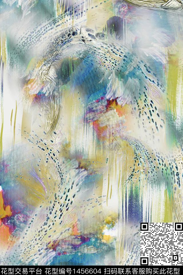 几何抽象朦胧花卉数码印花华亿平台下载（图片编号: 1456604） - 瓦栏（Walan）