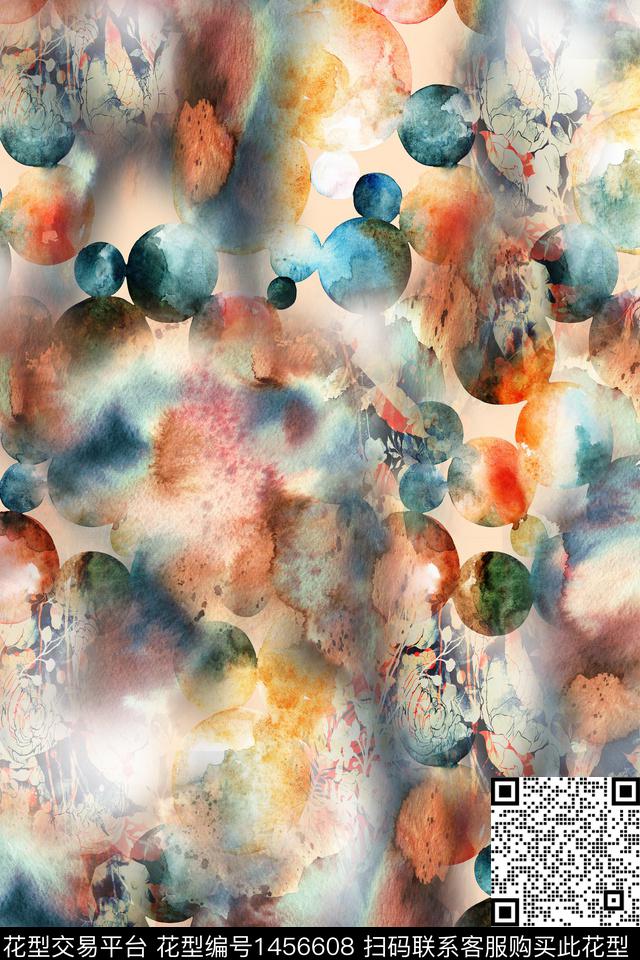 几何抽象朦胧花卉数码印花华亿平台下载（图片编号: 1456608） - 瓦栏（Walan）