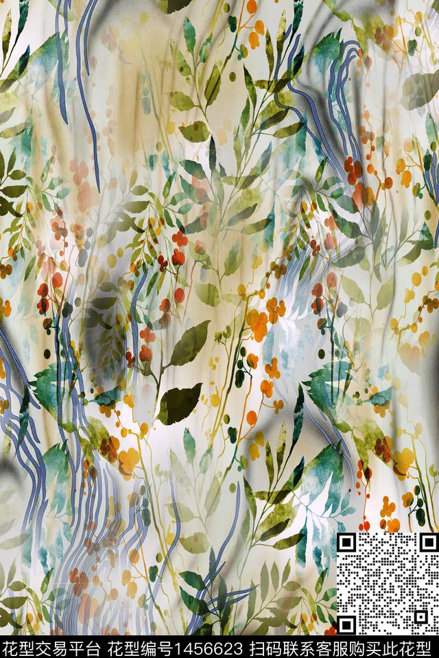花卉抽象朦胧花卉数码印花华亿平台下载（图片编号: 1456623） - 瓦栏（Walan）