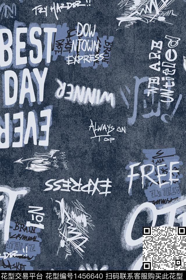 几何字母线条数码印花华亿平台下载（图片编号: 1456640） - 瓦栏（Walan）