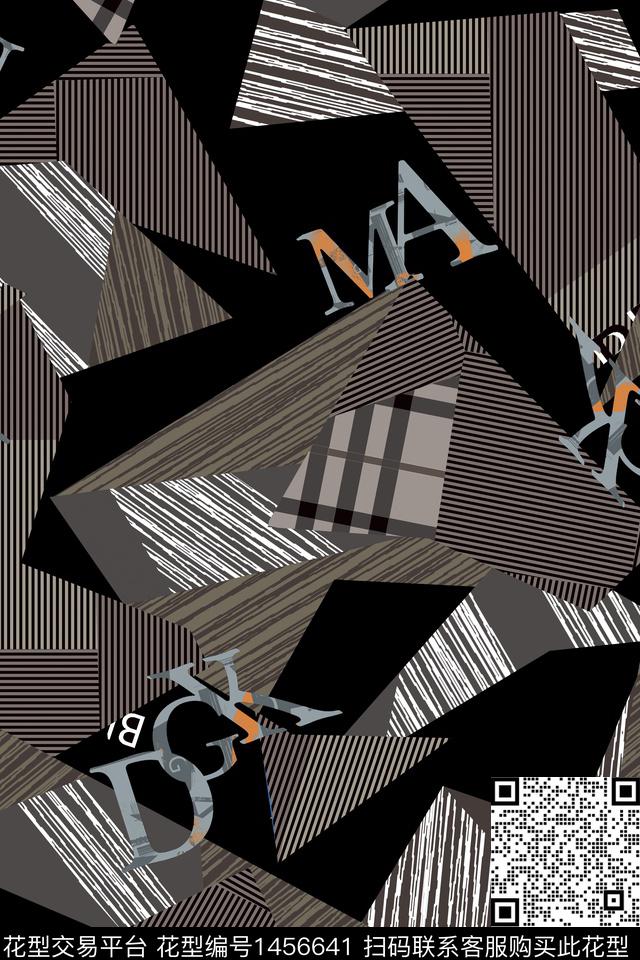 几何字母线条数码印花华亿平台下载（图片编号: 1456641） - 瓦栏（Walan）