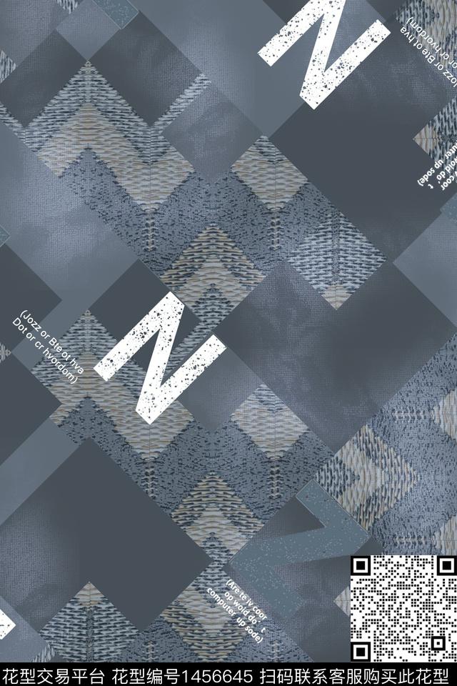 几何字母线条数码印花华亿平台下载（图片编号: 1456645） - 瓦栏（Walan）