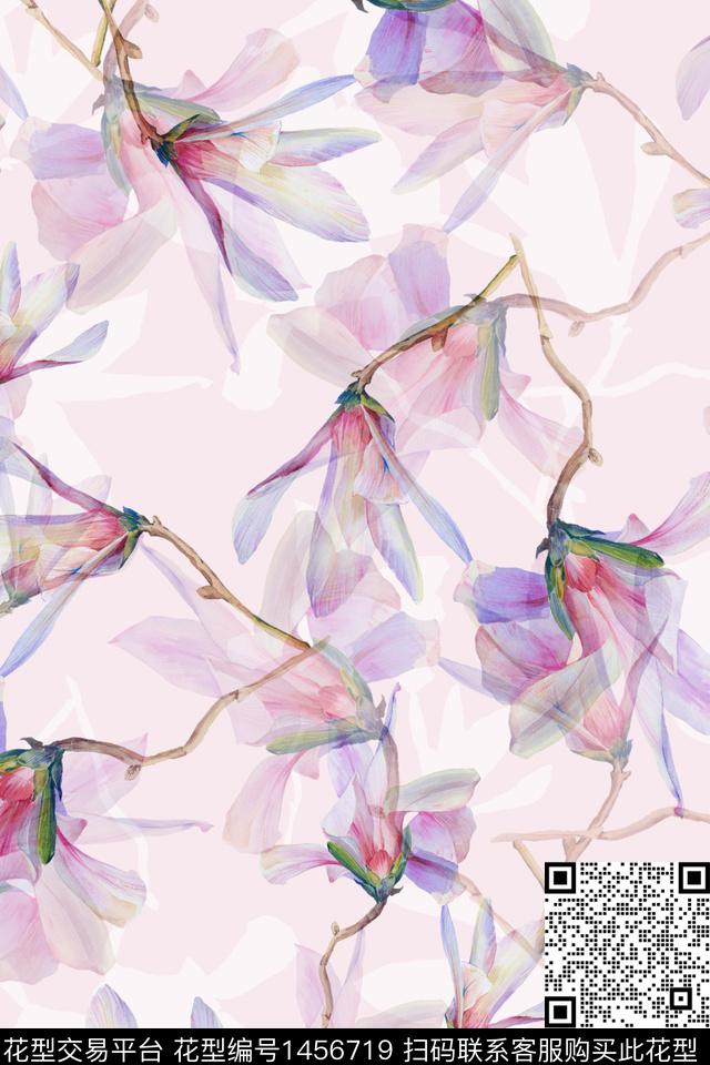 花卉大牌风小清新数码印花华亿平台下载（图片编号: 1456719） - 瓦栏（Walan）