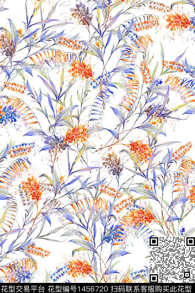 花卉大牌风小清新数码印花华亿平台下载（图片编号: 1456720） - 瓦栏（Walan）