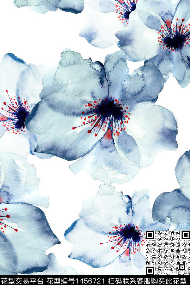 花卉大牌风小清新数码印花华亿平台下载（图片编号: 1456721） - 瓦栏（Walan）