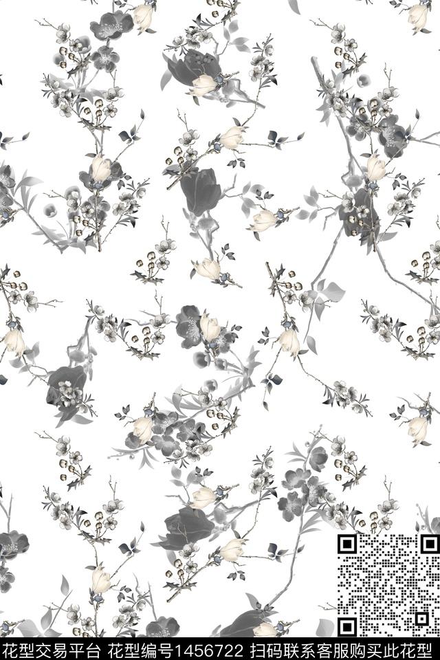 花卉大牌风小清新数码印花华亿平台下载（图片编号: 1456722） - 瓦栏（Walan）