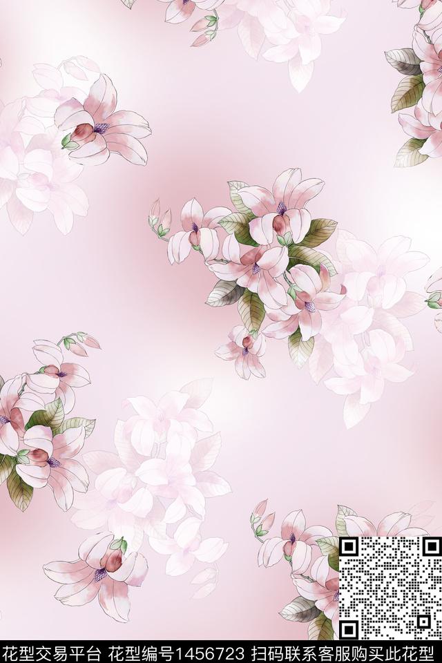 花卉大牌风小清新数码印花华亿平台下载（图片编号: 1456723） - 瓦栏（Walan）