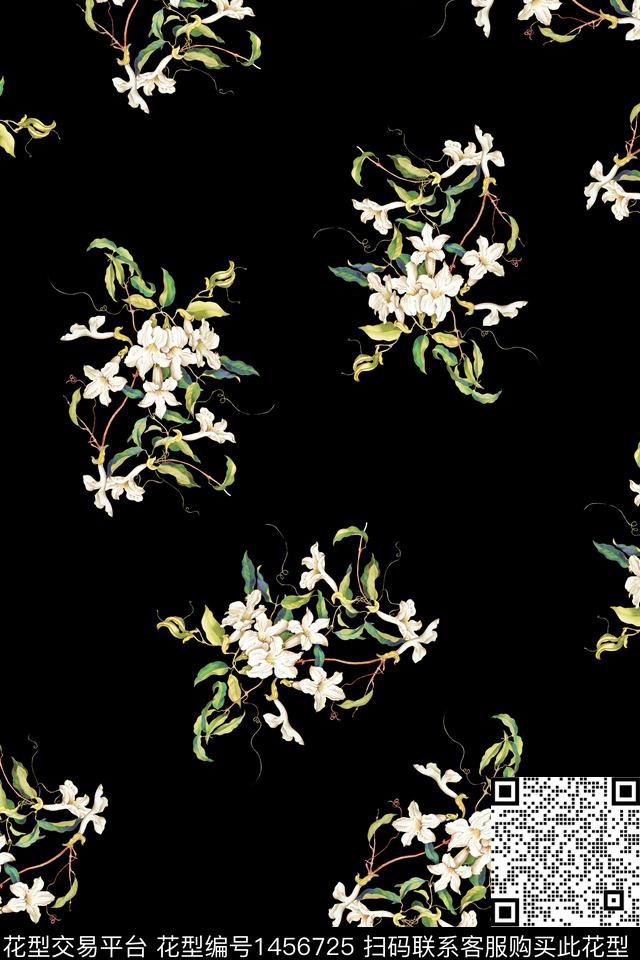花卉大牌风小清新数码印花华亿平台下载（图片编号: 1456725） - 瓦栏（Walan）