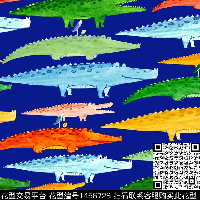 鳄鱼可爱卡通数码印花华亿平台下载（图片编号: 1456728） - 瓦栏（Walan）