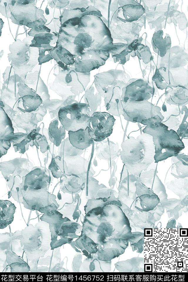 时尚花卉真丝数码印花华亿平台下载（图片编号: 1456752） - 瓦栏（Walan）