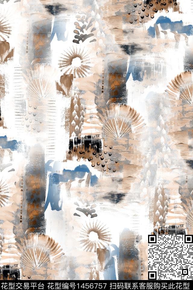 时尚抽象真丝数码印花华亿平台下载（图片编号: 1456757） - 瓦栏（Walan）