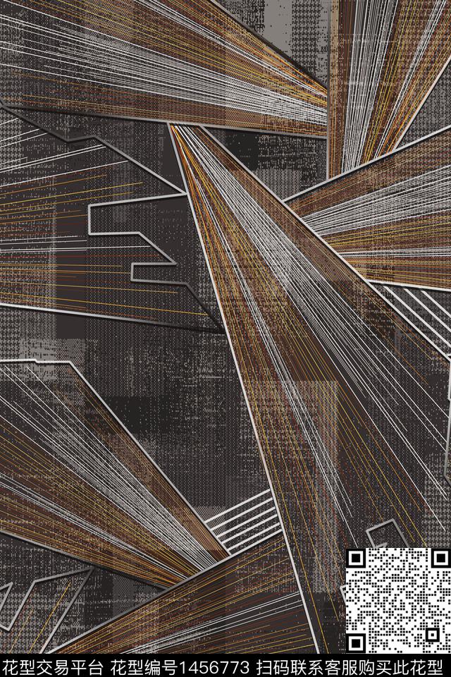 几何线条男装数码印花华亿平台下载（图片编号: 1456773） - 瓦栏（Walan）