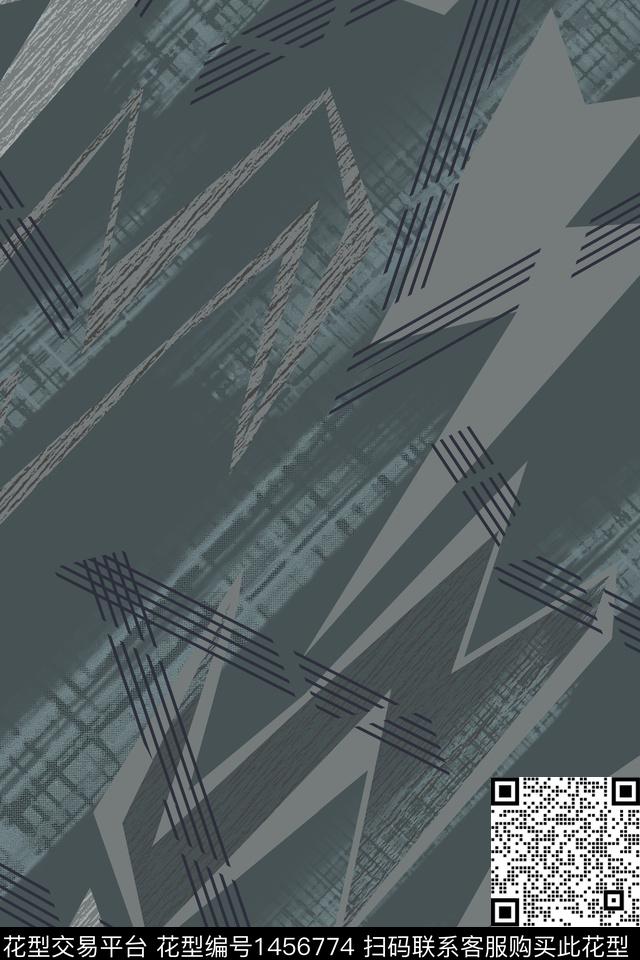 几何线条男装数码印花华亿平台下载（图片编号: 1456774） - 瓦栏（Walan）