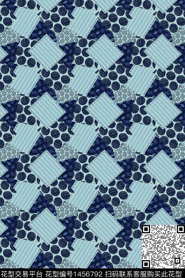 男装格子几何数码印花华亿平台下载（图片编号: 1456792） - 瓦栏（Walan）