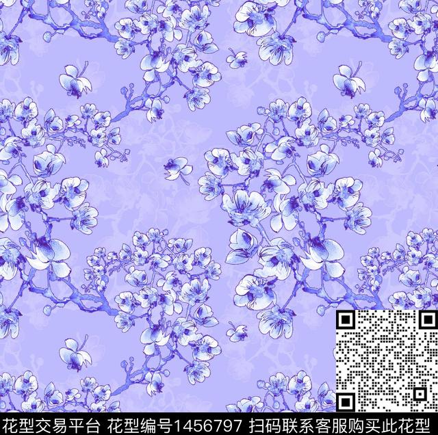 女装花卉旗袍数码印花华亿平台下载（图片编号: 1456797） - 瓦栏（Walan）