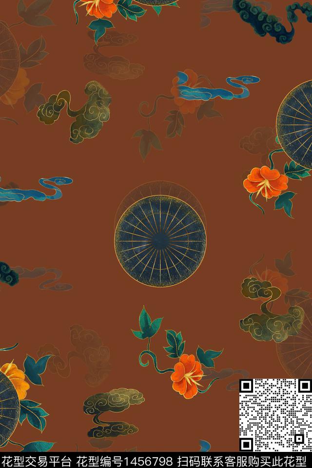 女装花卉旗袍数码印花华亿平台下载（图片编号: 1456798） - 瓦栏（Walan）