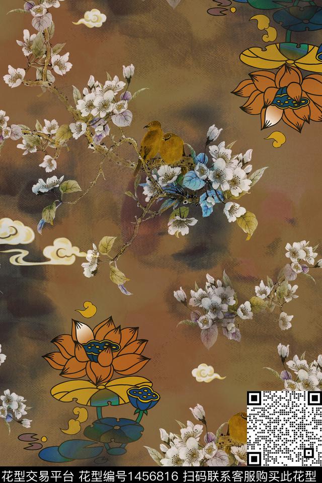 中国风真丝香云纱数码印花华亿平台下载（图片编号: 1456816） - 瓦栏（Walan）