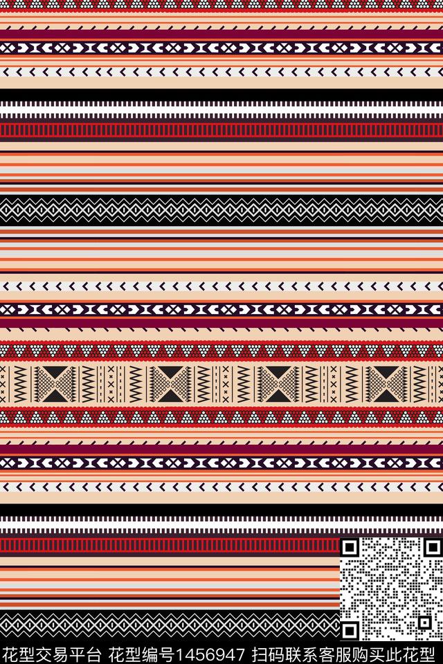 民族风大牌风几何数码印花华亿平台下载（图片编号: 1456947） - 瓦栏（Walan）