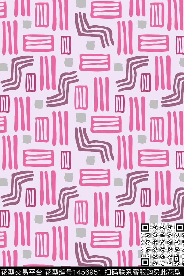 几何线条大牌风数码印花华亿平台下载（图片编号: 1456951） - 瓦栏（Walan）