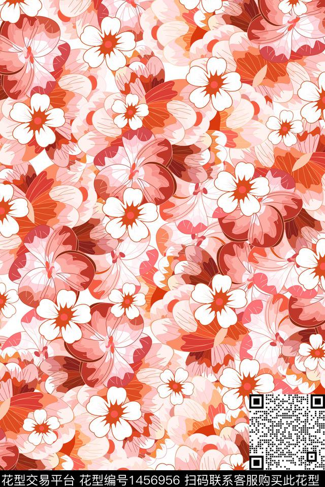 女装花卉大牌风数码印花华亿平台下载（图片编号: 1456956） - 瓦栏（Walan）