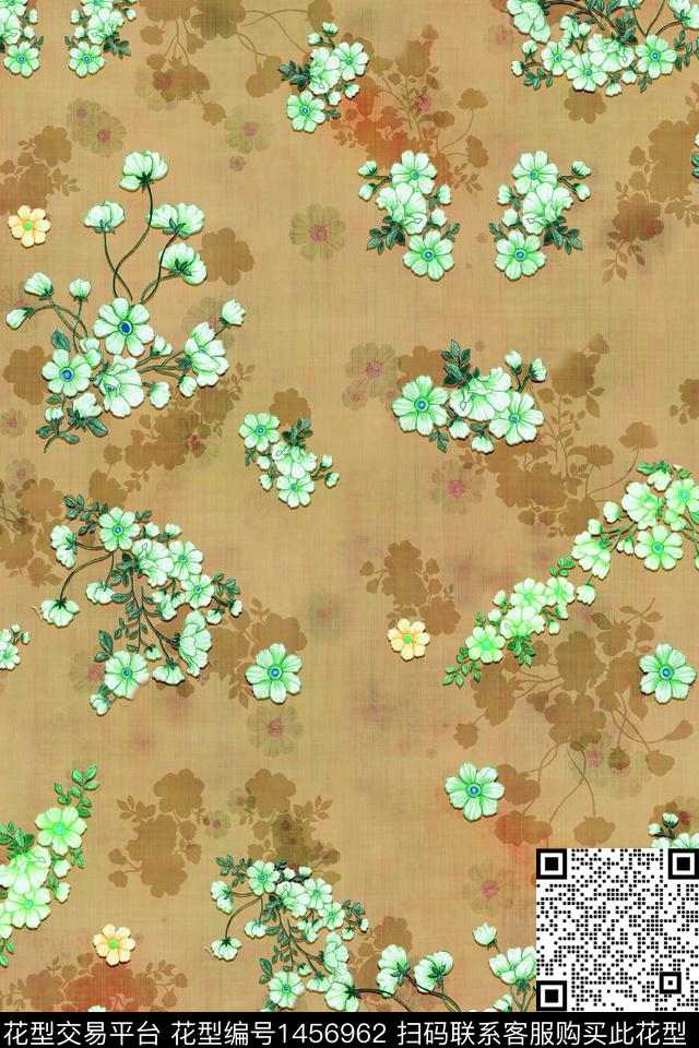 花卉香云纱真丝数码印花华亿平台下载（图片编号: 1456962） - 瓦栏（Walan）